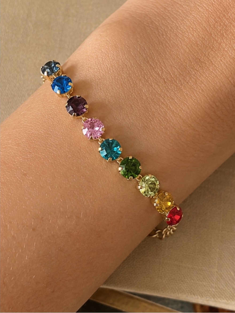 Rainbow rhinestone bracelet